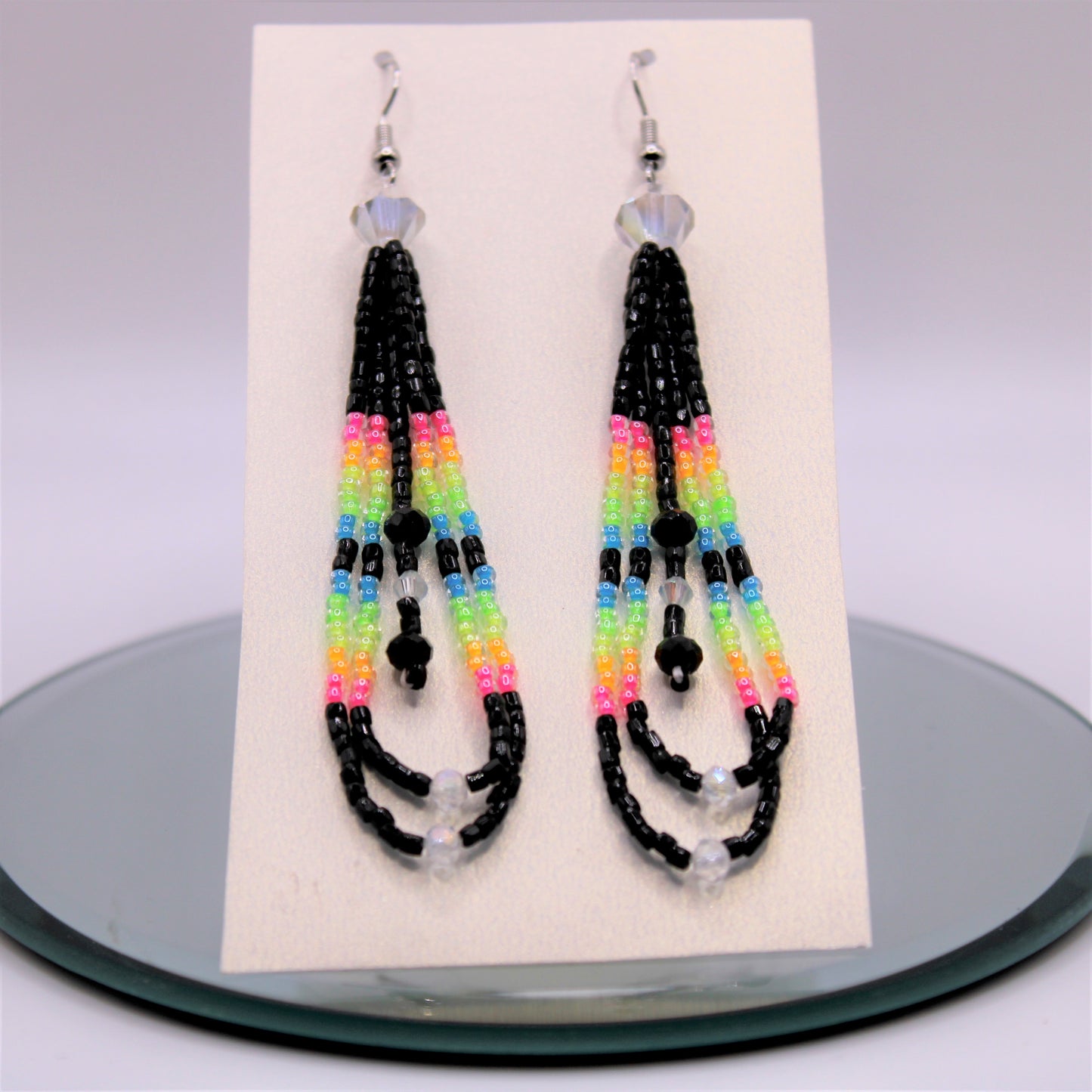 Beaded Earrings - Long Black