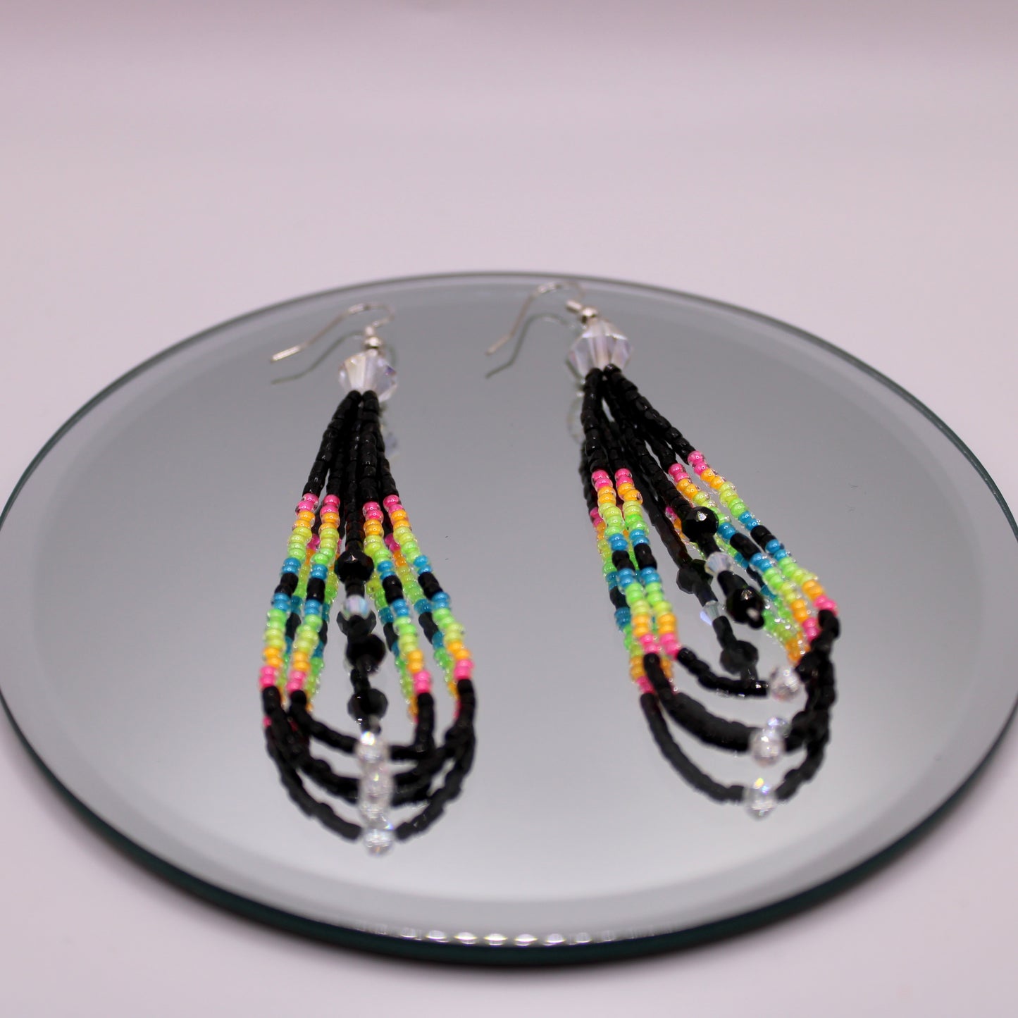 Beaded Earrings - Long Black