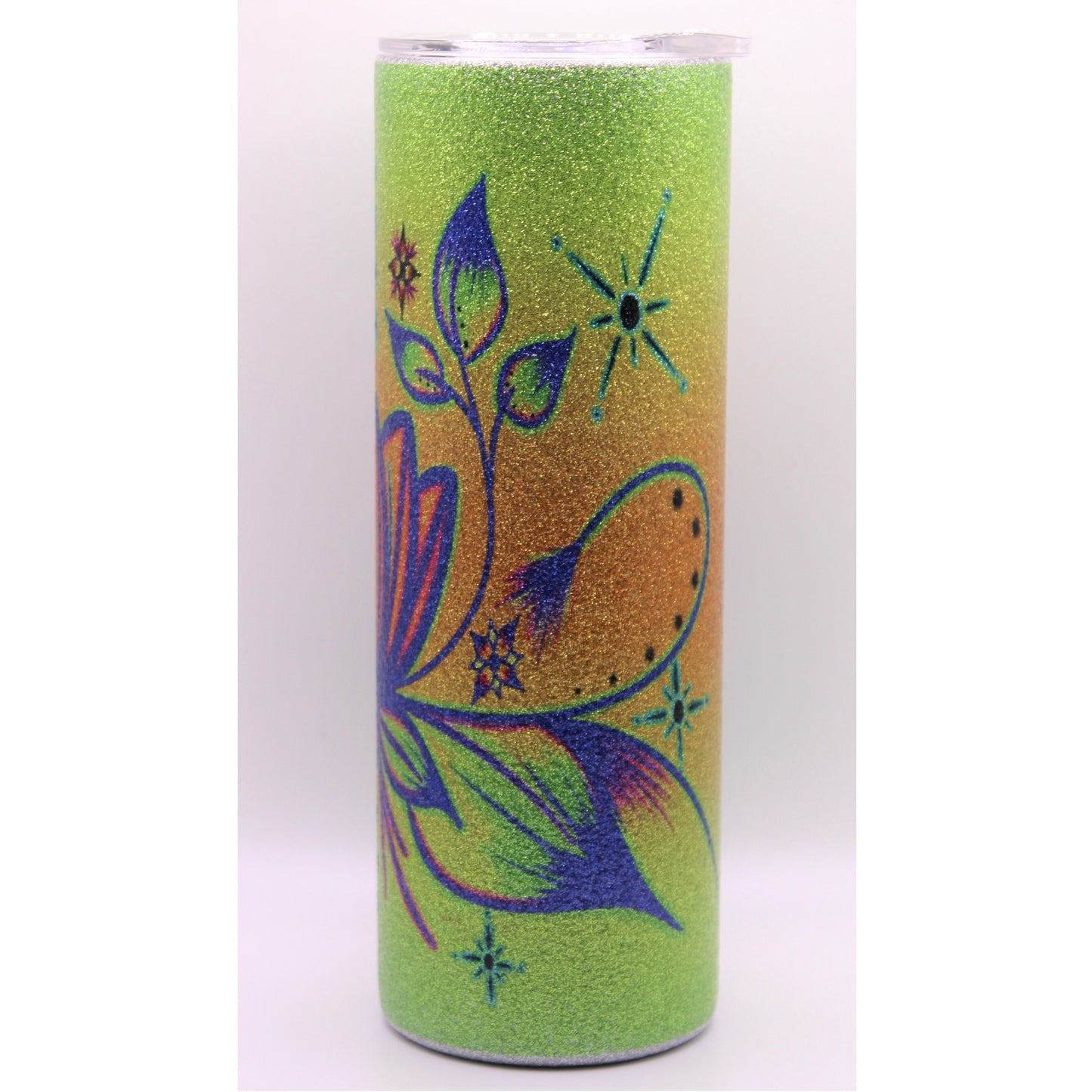 Green Floral - 20oz. Glitter Tumbler