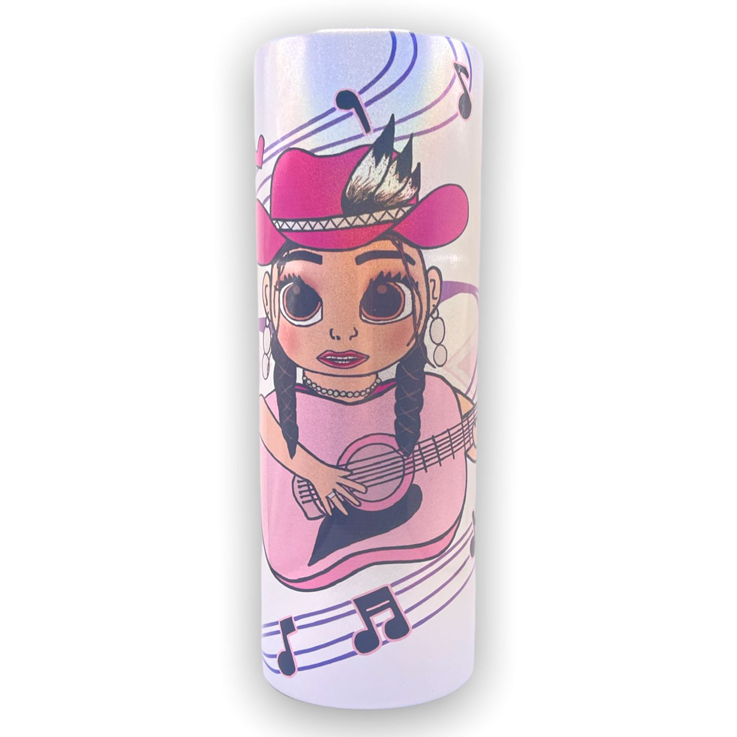 20oz. Guitar Native Girl (White Tumbler)