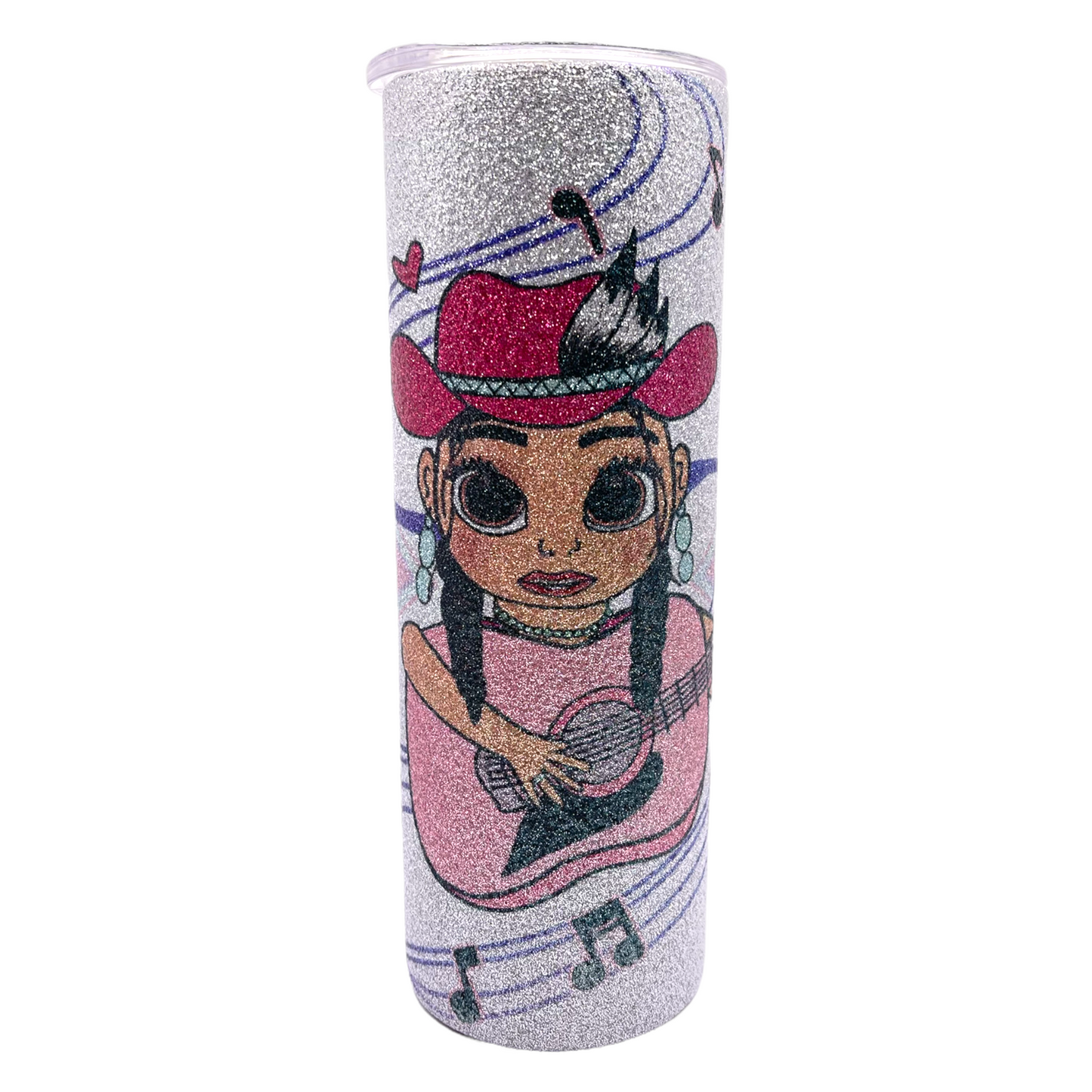 20oz. Guitar Native Girl (White Tumbler)