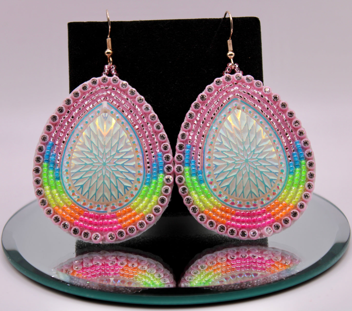 Beaded Earrings - Pink Teardrop