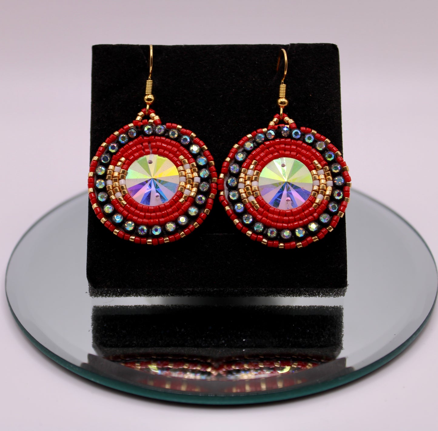 Beaded Earrings - Elegant Red