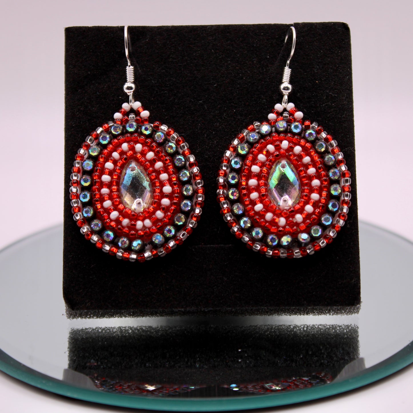 Beaded Earrings - Fun Red