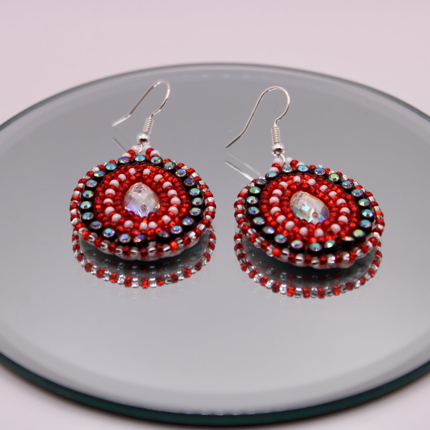 Beaded Earrings - Fun Red