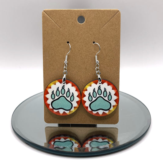 Bear Paw - Round Printed Earrings