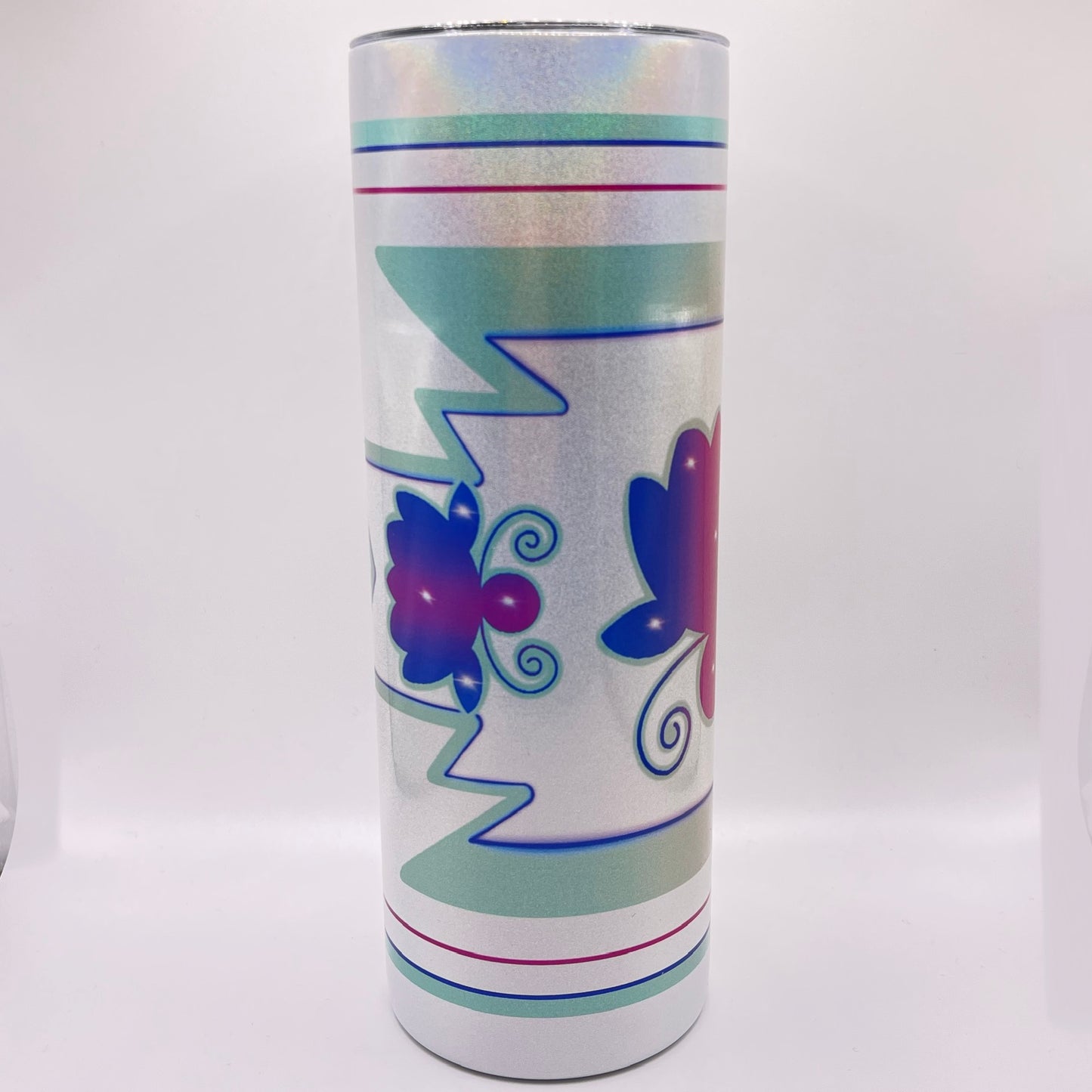 3 Floral Flower - 20oz. Holographic Shimmer Tumbler