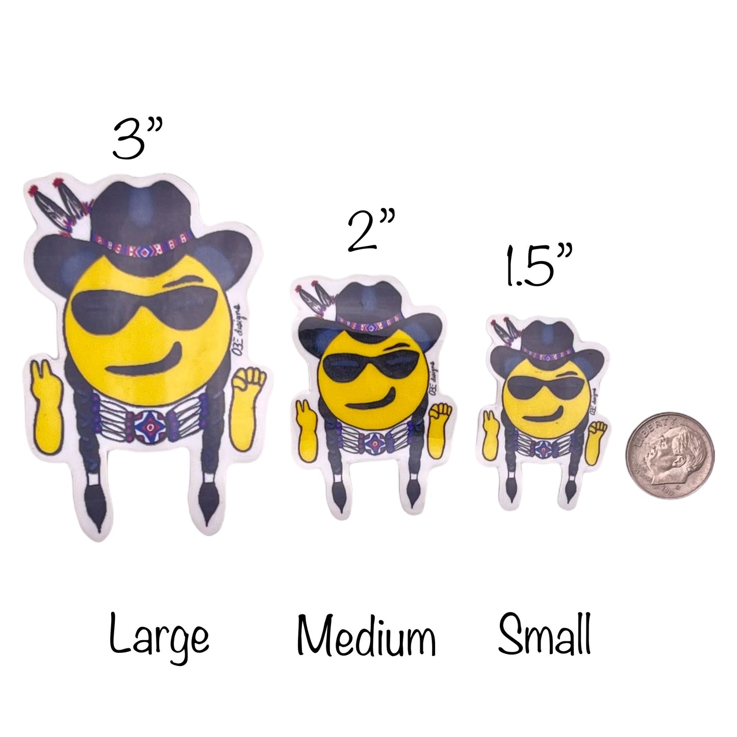 Cowboy Indian Emoji White Glossy Sticker