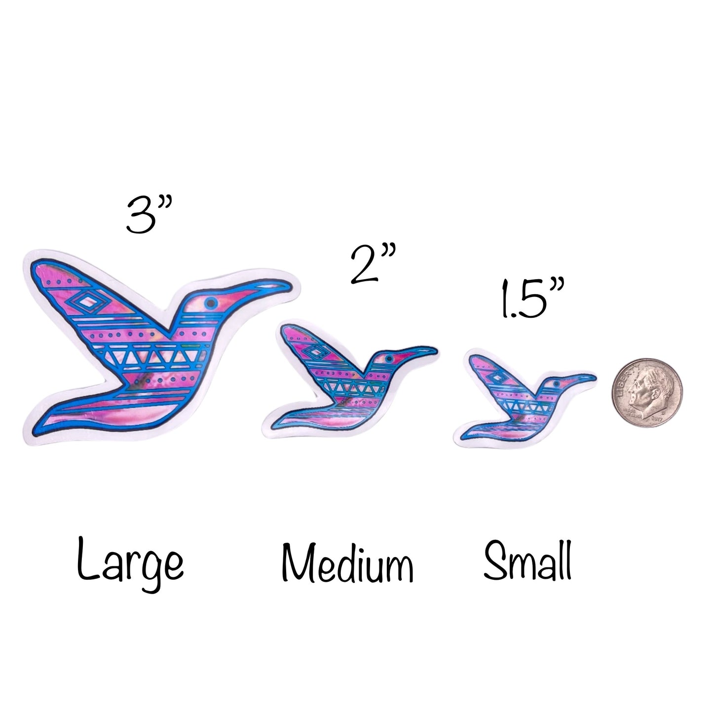 Designed HummingBird White Glossy Sticker