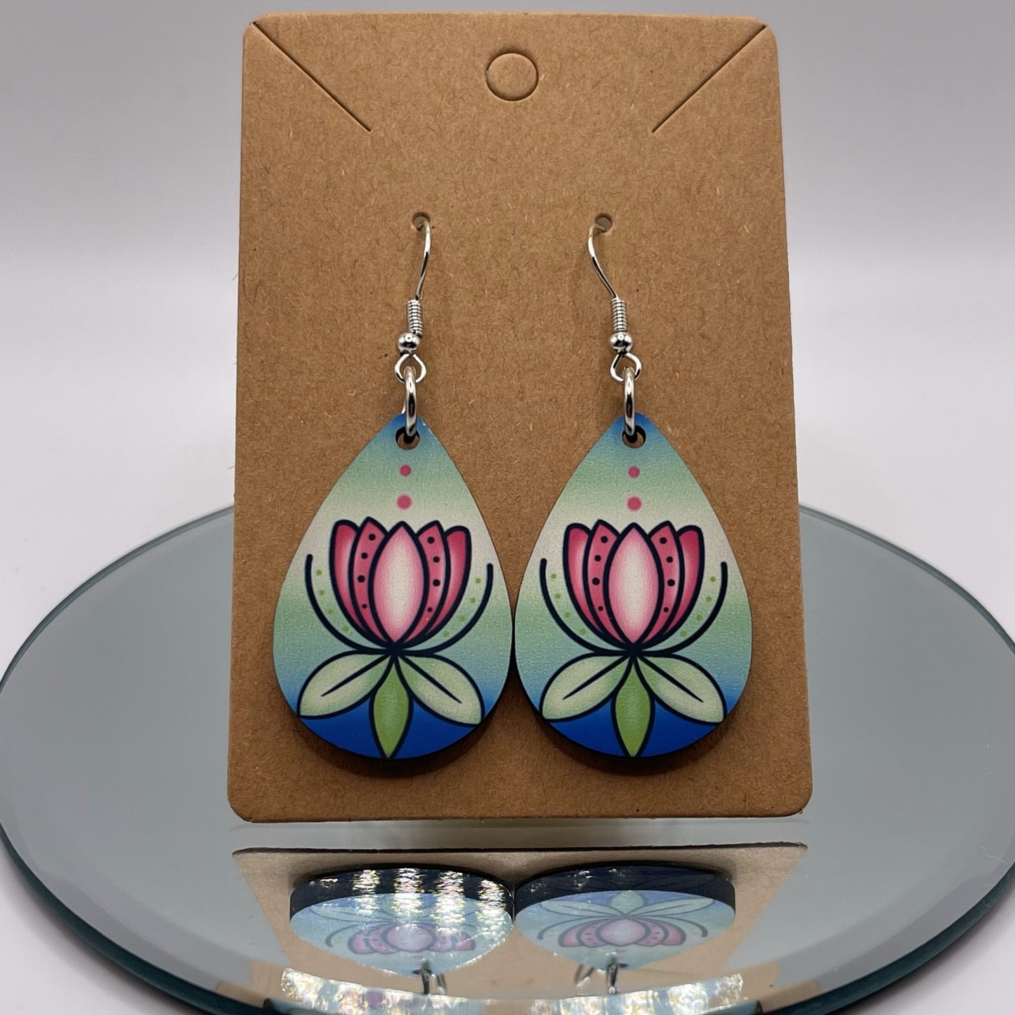 Pink Floral - Printed Earrings