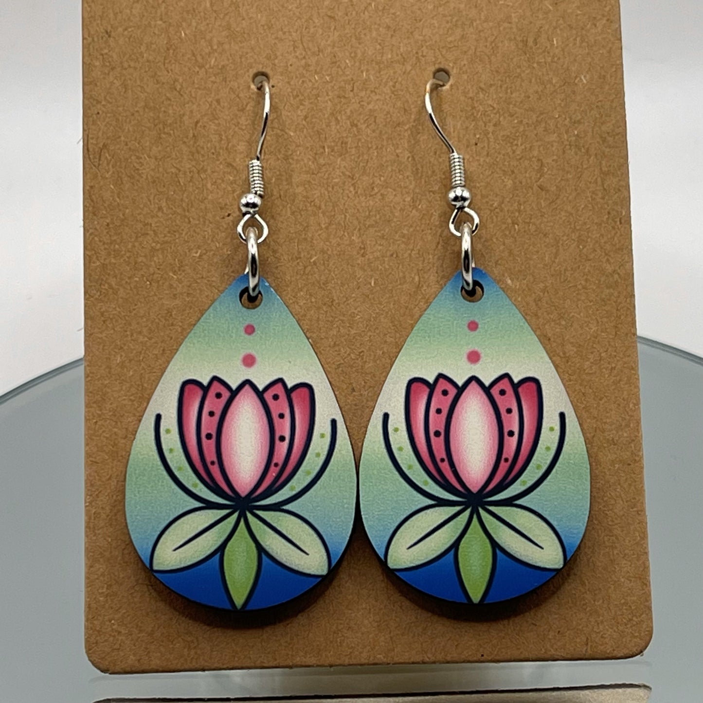 Pink Floral - Printed Earrings