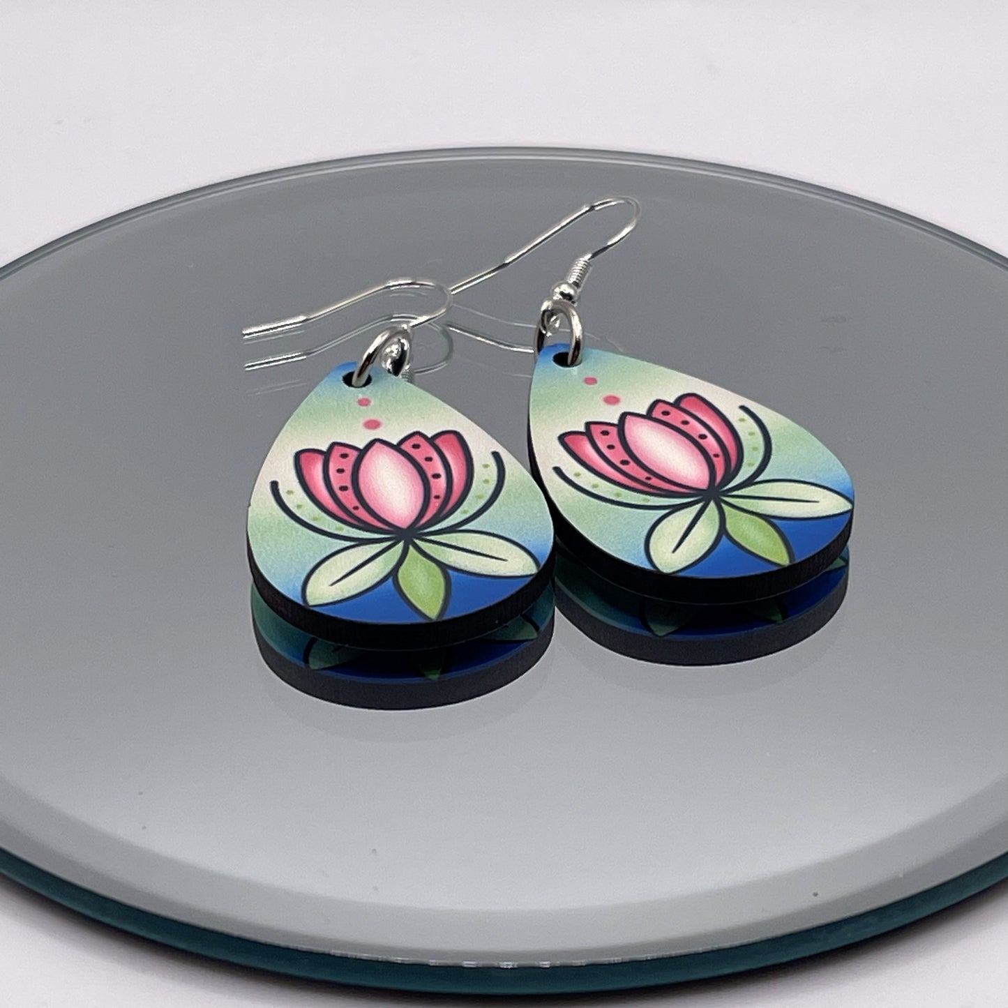 Pink Floral - Printed Earrings