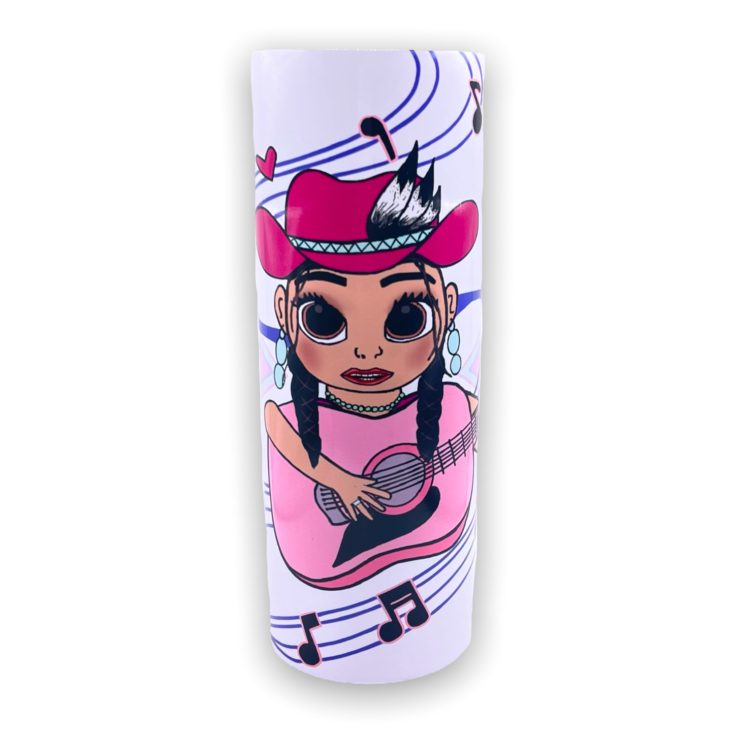 20oz. Guitar Native Girl (White Tumbler)