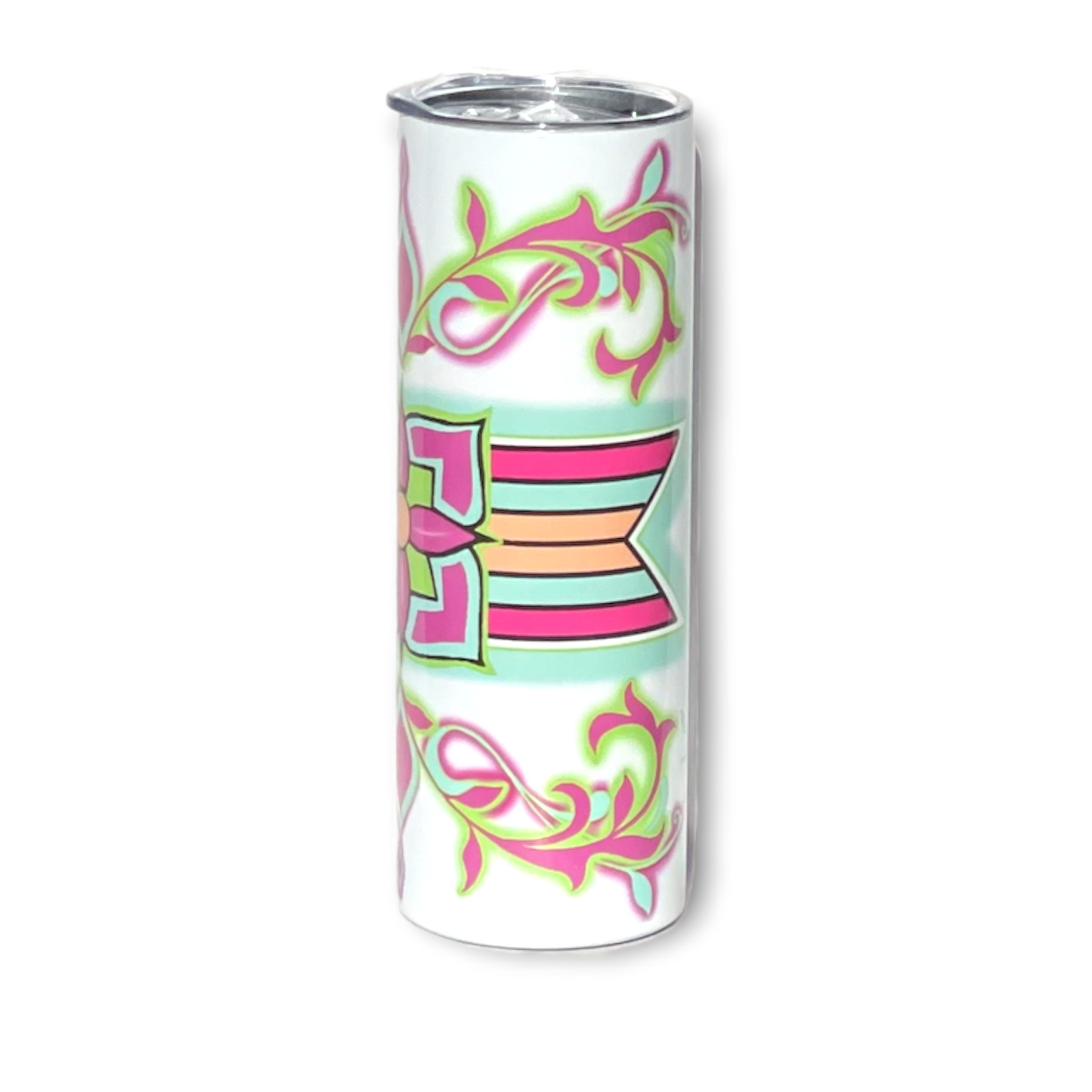 20oz. Neon Floral (White Tumbler)