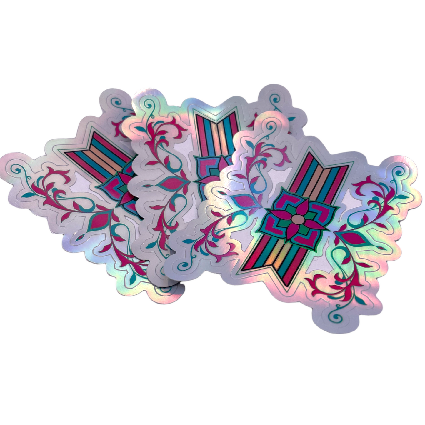 Neon Floral Holographic Sticker