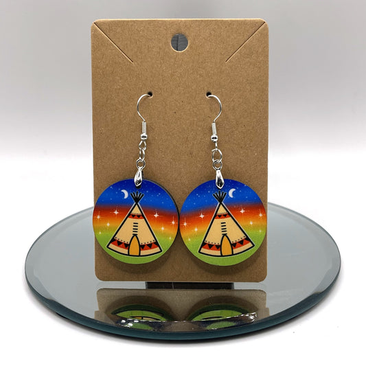 Starry Tipi - Round Printed Earrings