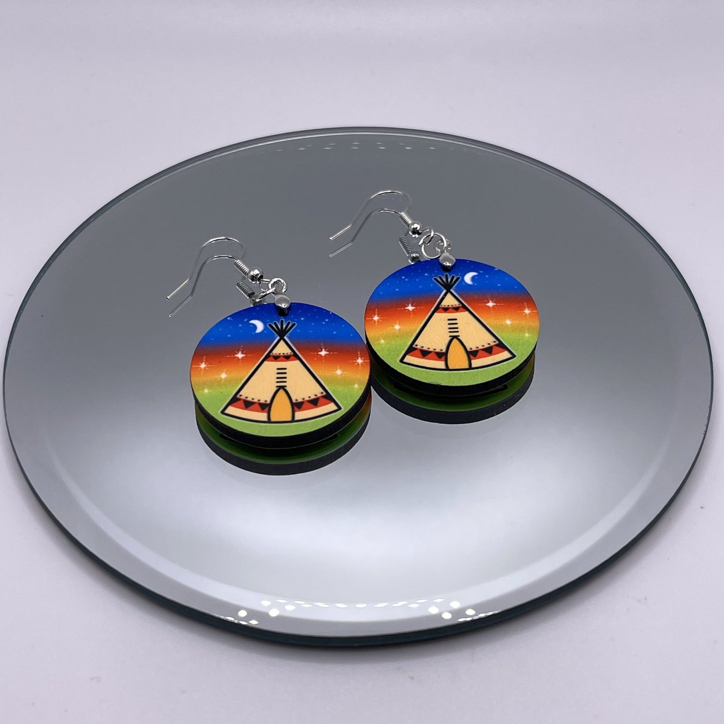 Starry Tipi - Round Printed Earrings