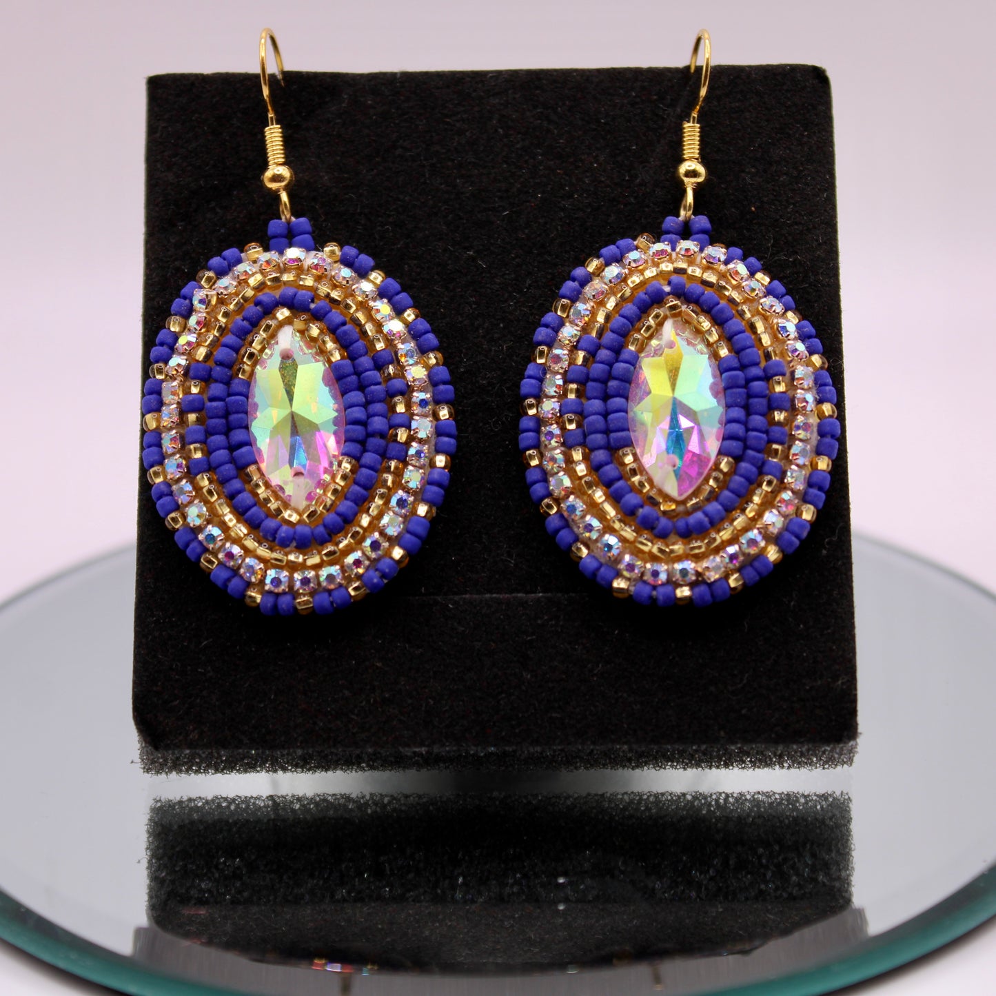 Beaded Earrings - Royal Elegant Blue & Gold