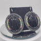 Beaded Earrings - Black Oval