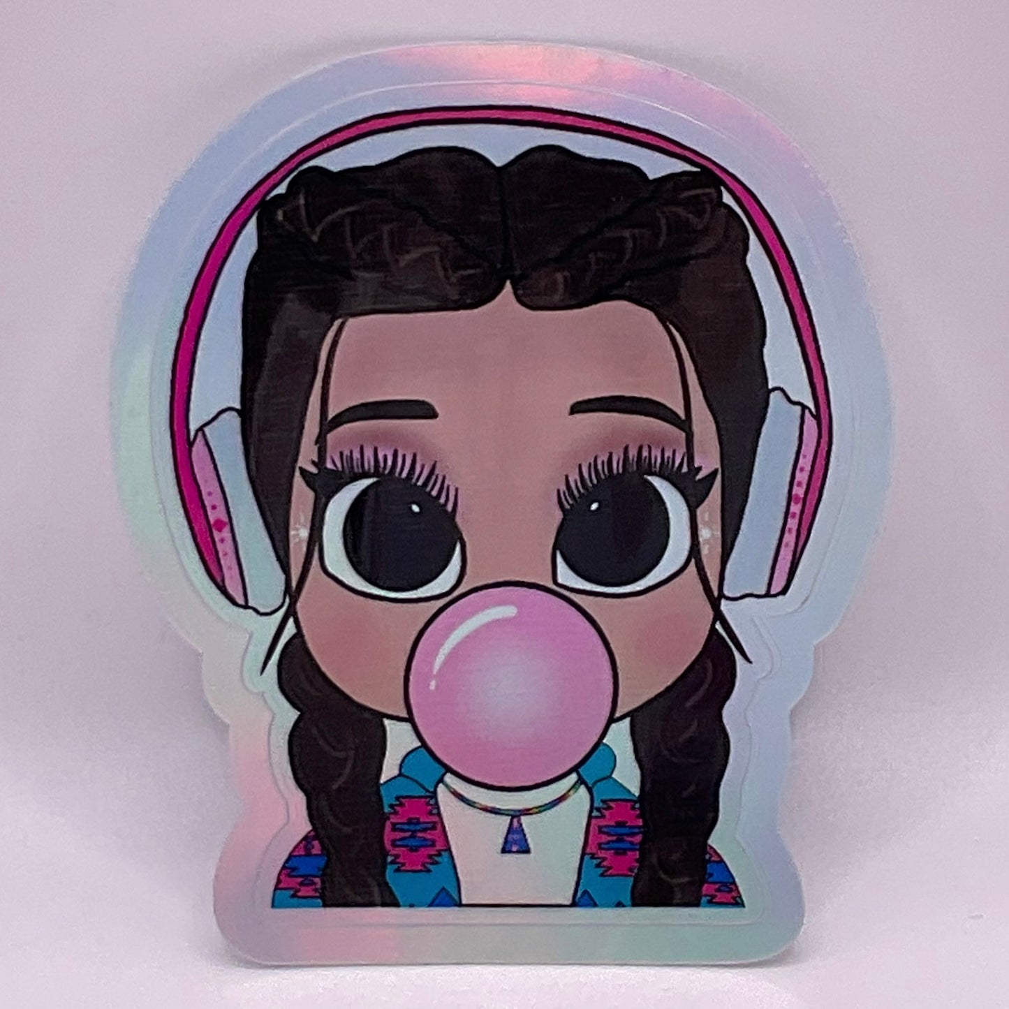 Bubble Gum Girl - Holographic Sticker