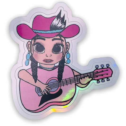 Guitar Girl Holographic Sticker
